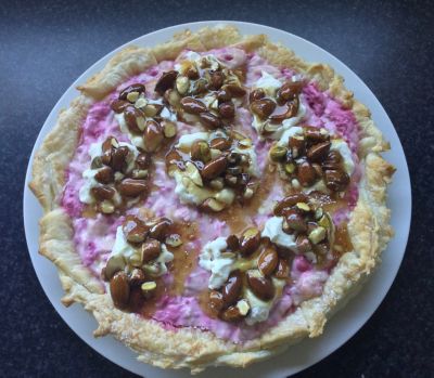 White Chocolate & Raspberry Tart with Nuts