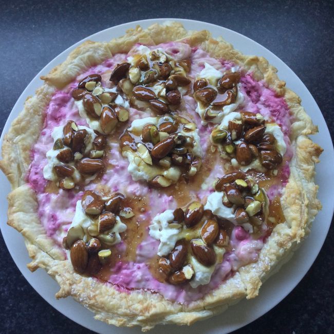 White Chocolate & Raspberry Tart With Nuts
