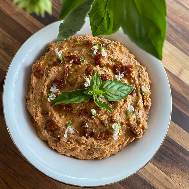 Sun Dried Tomato and Basil Hummus