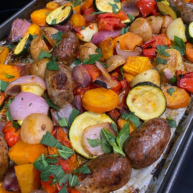 Sausage and Vegetable Traybake