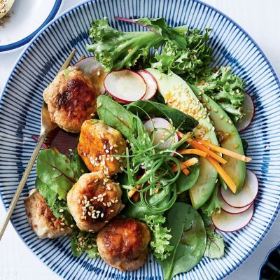 Japanese meatballs with Asian slaw