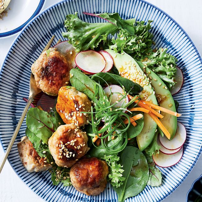Japanese Meatballs With Asian Slaw