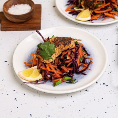 Jerk Salmon with Pineapple Slaw