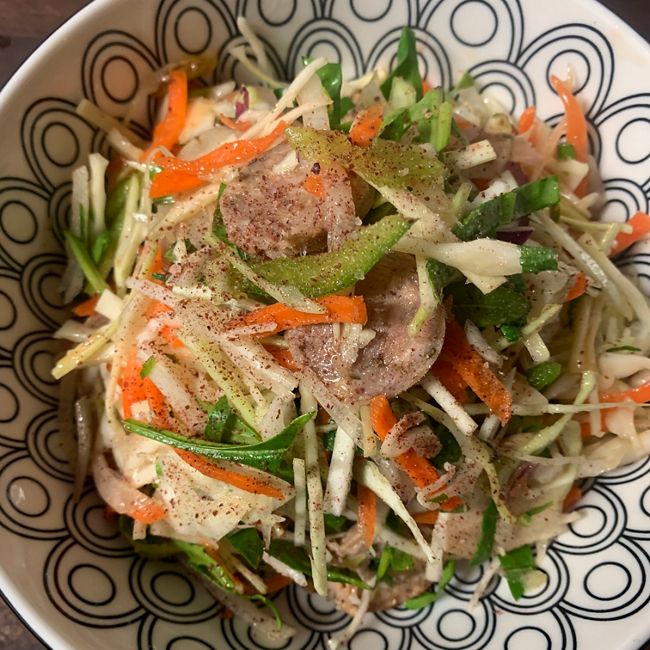 Asian Style Coleslaw with Artichoke & Sausages