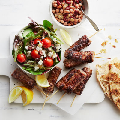 Kebab & bean Greek salad bowl 