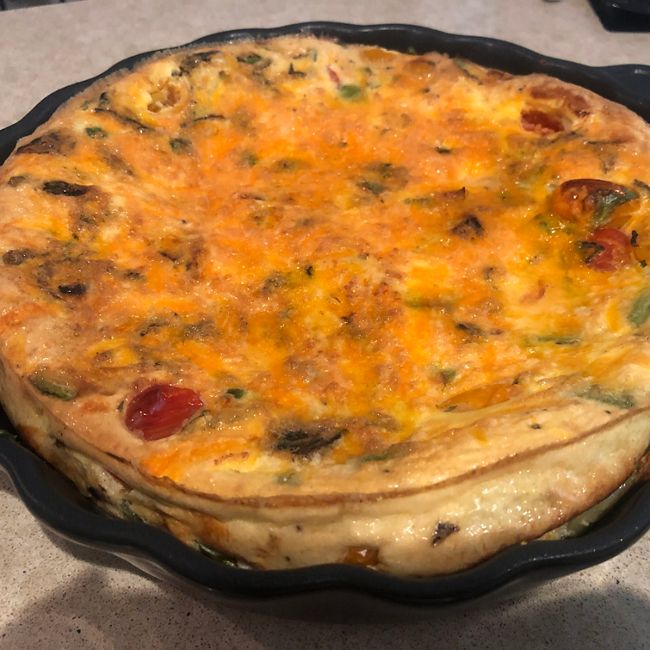 Frittata with Brussels Sprouts, Peas & Tomatoes