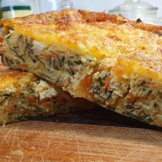 Zucchini Sweet Potato and Spinach Slice