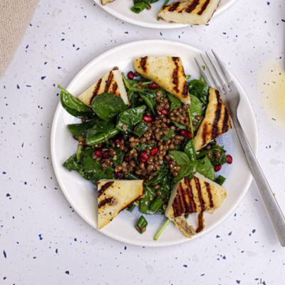 Lentil, Lemon & Grilled Halloumi Salad