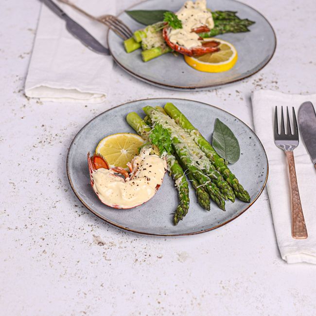 Lobster Tail with Hollandaise & Parmesan Roasted Asparagus
