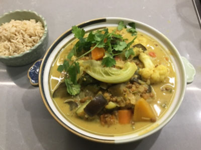 Mixed vegetable and lentil curry