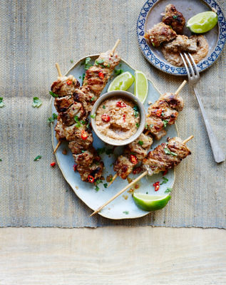 Pork Satay With Peanut Butter Dipping Sauce