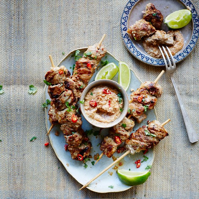 Pork Satay With Peanut Butter Dipping Sauce