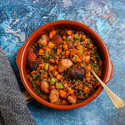 Mediterranean Sausage & Lentil Tray Bake