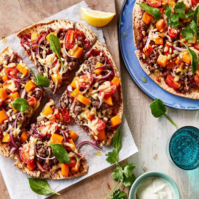 Middle Eastern Beef and Pine Nut Pizzas