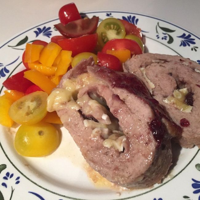 Turkey Meatloaf With Brie And Cranberry Sauce