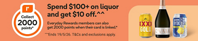 Simply spend $100 on liquor in one online shop* Collect 2000 points. T&C's apply.*