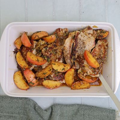 Mustard Pork Chops with Apple