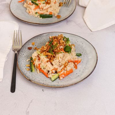 Nasi Lemak with Cucumber & Crispy Onions