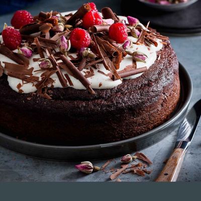 Moist Chocolate Yoghurt Cake with Easy Chocolate Curls