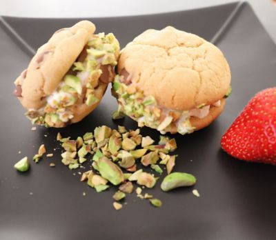 Pistachio Choc Chip Ice Cream Sandwiches