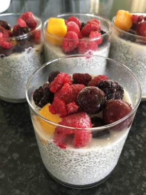 Chia Pudding with Frozen Berries
