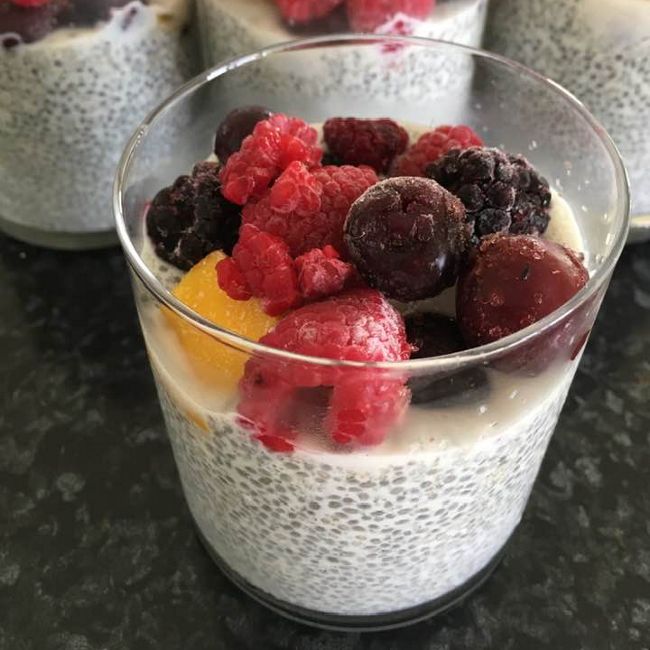 Chia Pudding with Frozen Berries