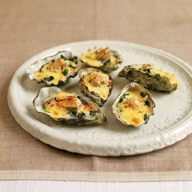 Grilled Lemony Oysters With Spinach