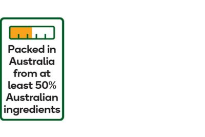 Packed in Australia from at least 50% Australian ingredients