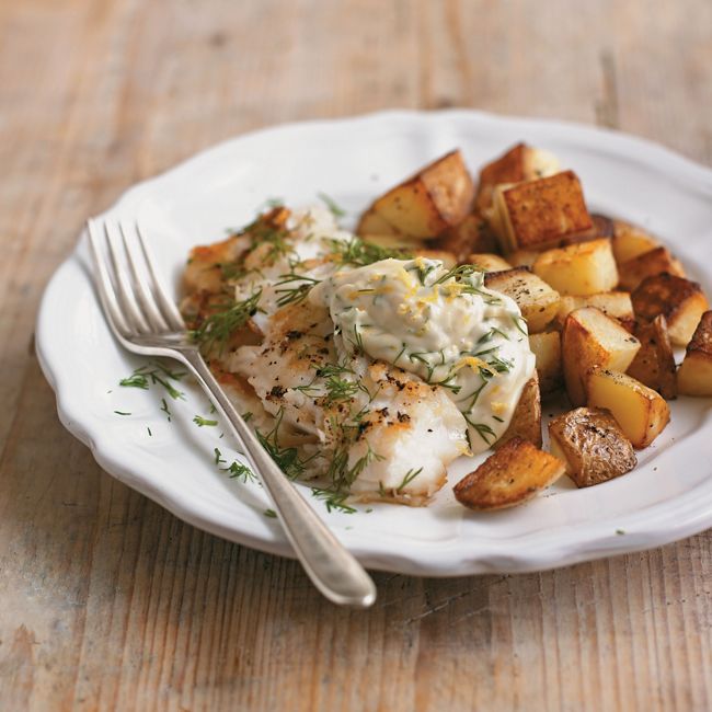 Pan-fried Cod & Chips With Lemon Mayo & Dill
