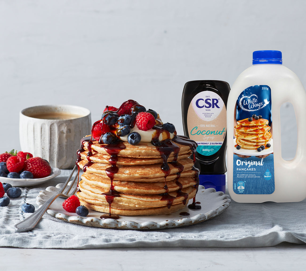 Fluffy Shrove Tuesday Pancakes With Berries And Coconut Syrup Recipe |  Woolworths