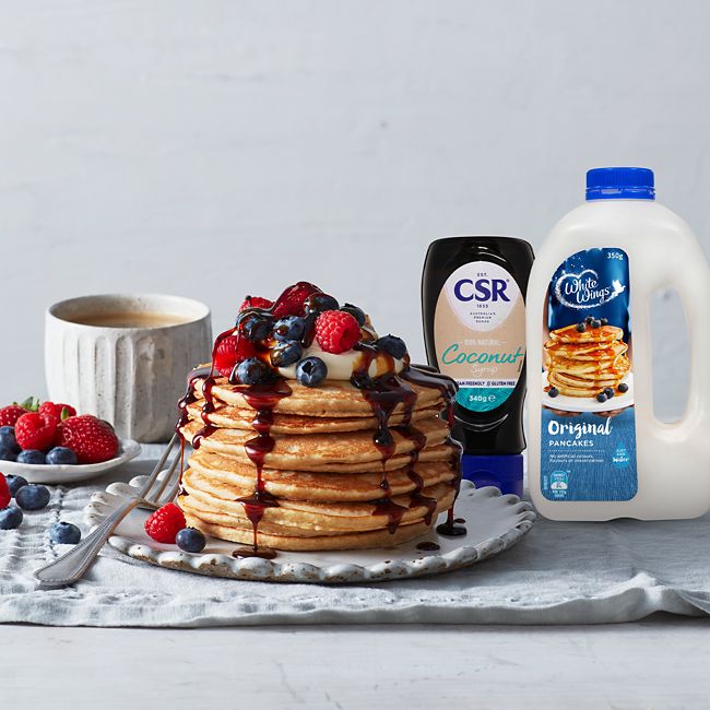 Fluffy Shrove Tuesday Pancakes With Berries And Coconut Syrup