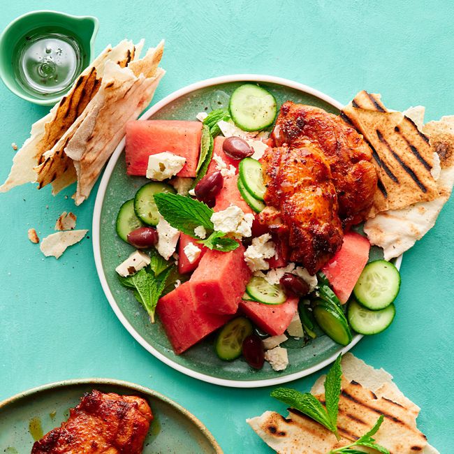 Paprika & Chilli Chicken with Cucumber & Watermelon Salad