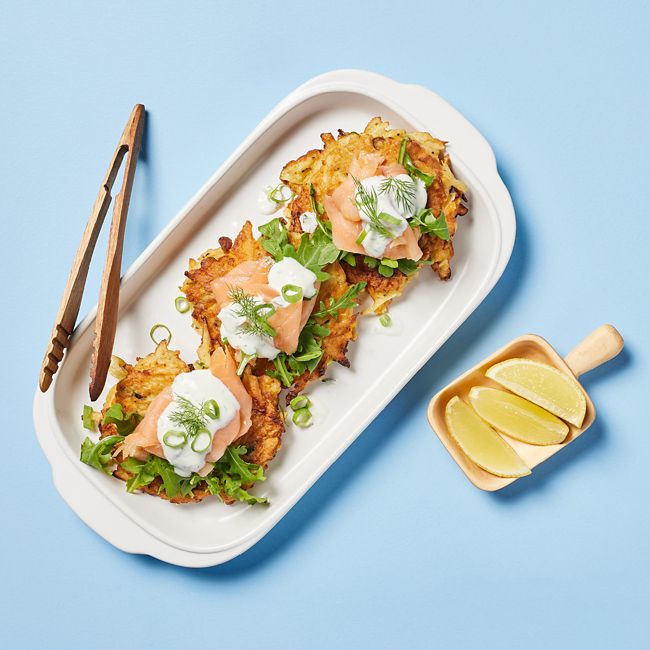Parsnip Fritters With Smoked Salmon & Dill Yoghurt