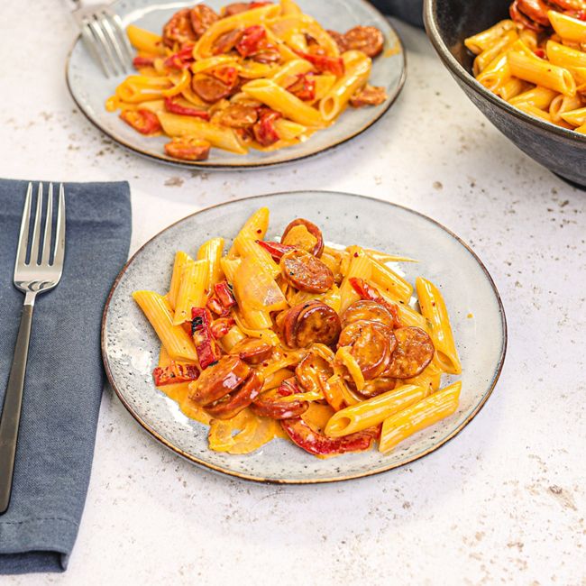 Pasta with Chorizo in a Capsicum Sauce