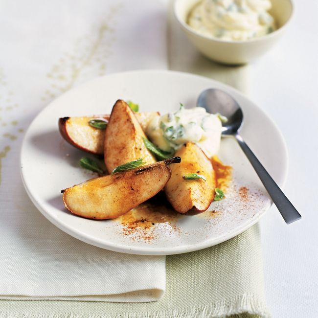 Pears With Minted Mascarpone