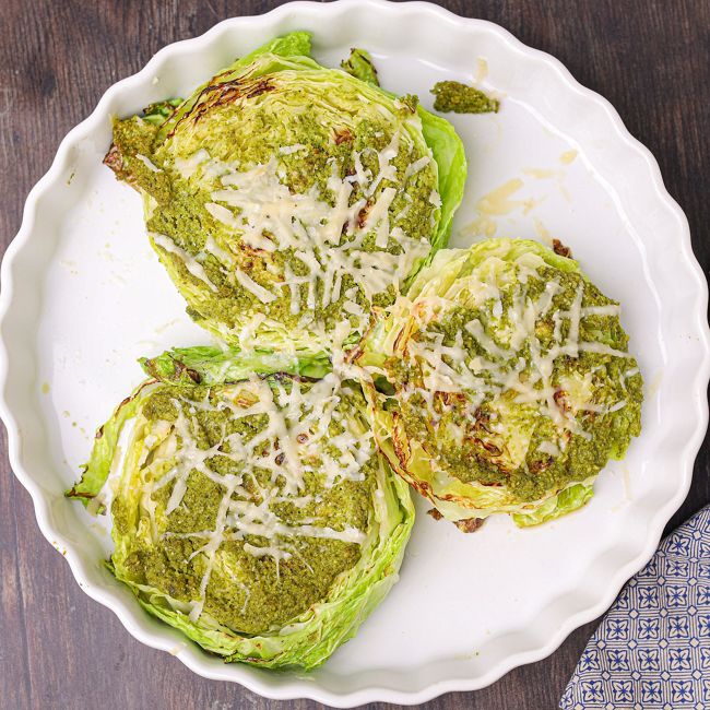 Pesto Cabbage Steaks