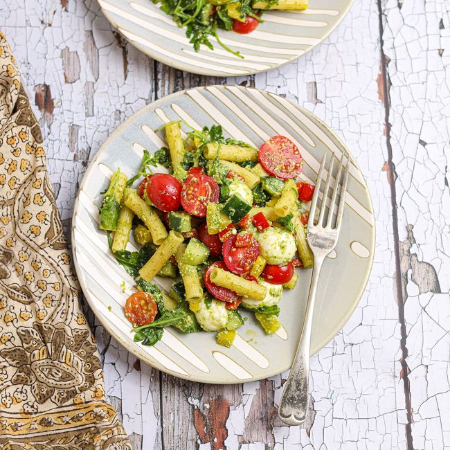 Pesto Pasta Salad with Mozzarella