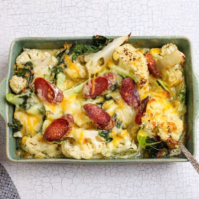 Cheesy Sausage & Cauliflower Bake