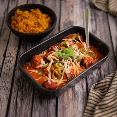 Vegetarian Meatball Enchilada Bake