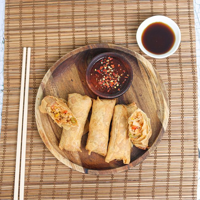 Plant-Based Chicken & Noodle Spring Rolls