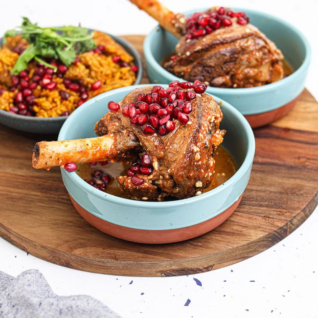 Pomegranate Braised Lamb Shanks