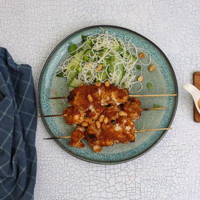 Pork Satay With Cucumber & Noodle Salad