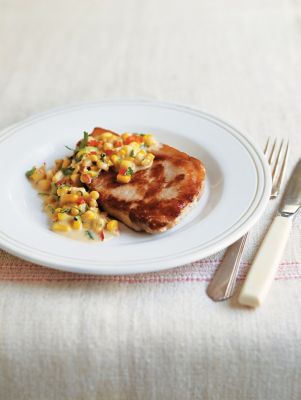 Seared Pork Chops With Chilli Corn