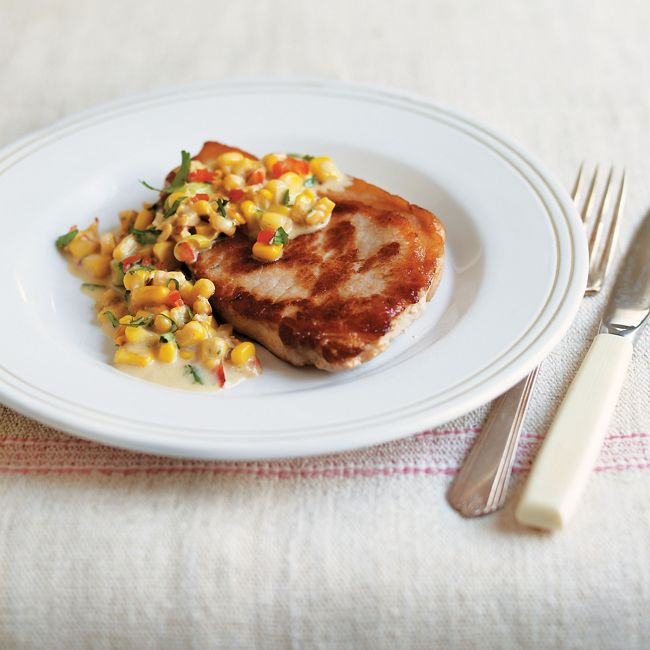 Seared Pork Chops With Chilli Corn