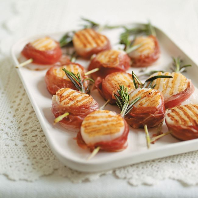 Prosciutto, Scallop & Rosemary Skewers