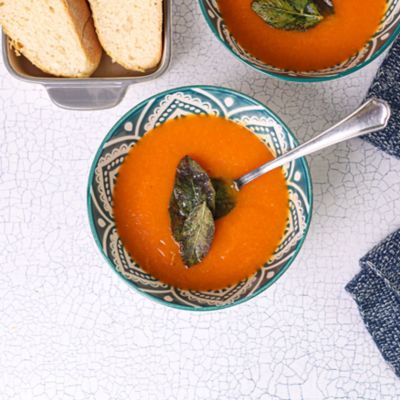 Pumpkin & Apple Soup with Crispy Sage
