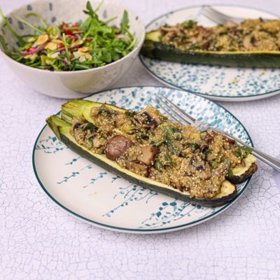 Quinoa Stuffed Zucchini Boats