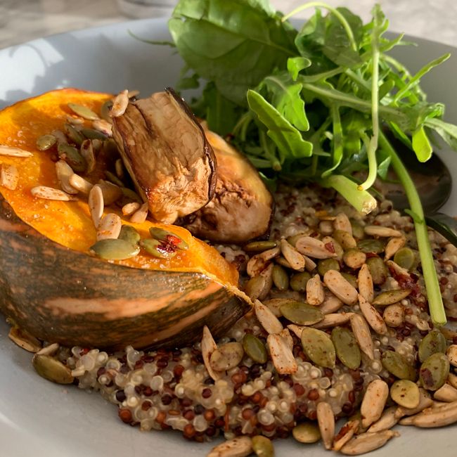 Coconut & Lime Quinoa with Roast Pumpkin & Seeds