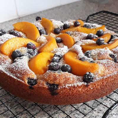 Peach and Blueberry Yoghurt Cake