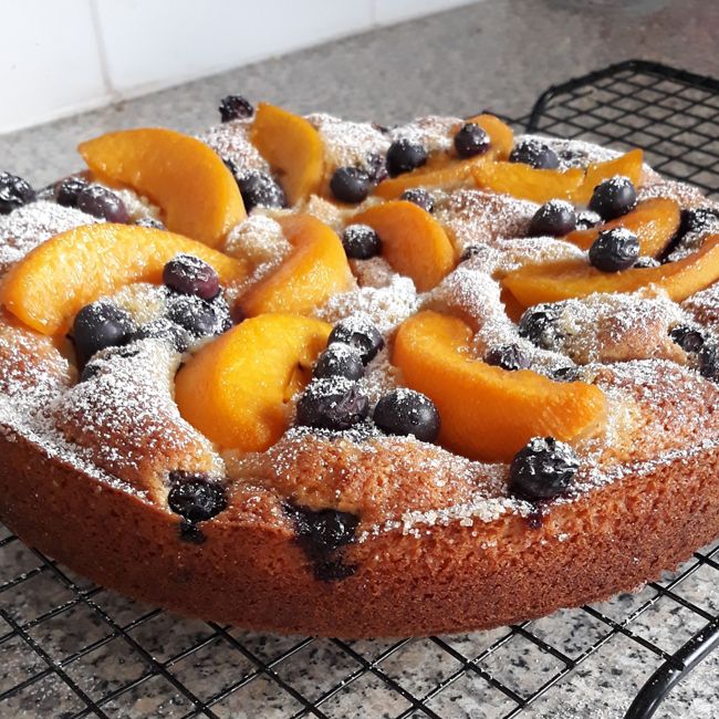 Peach And Blueberry Yoghurt Cake